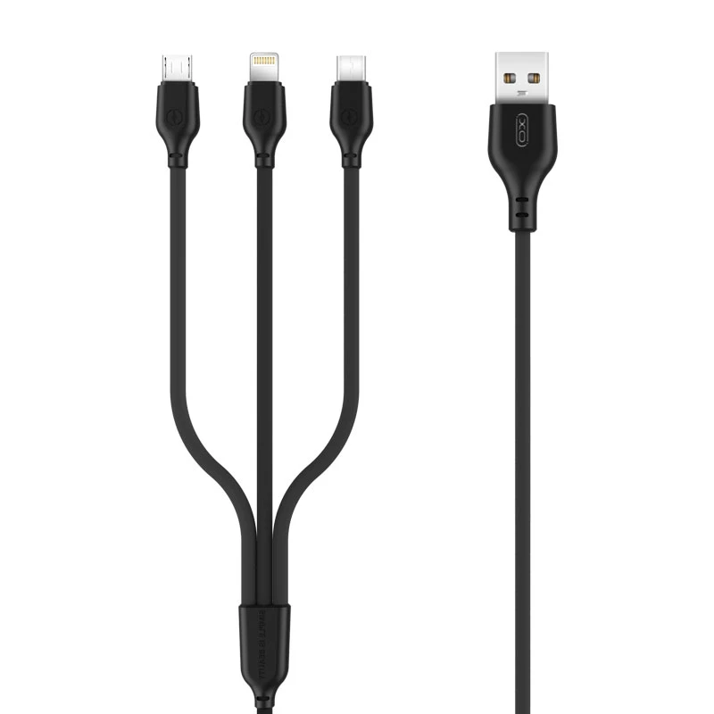 VC 75 grādu mīksts un izturīgs 3 in 1 A USB kabelis